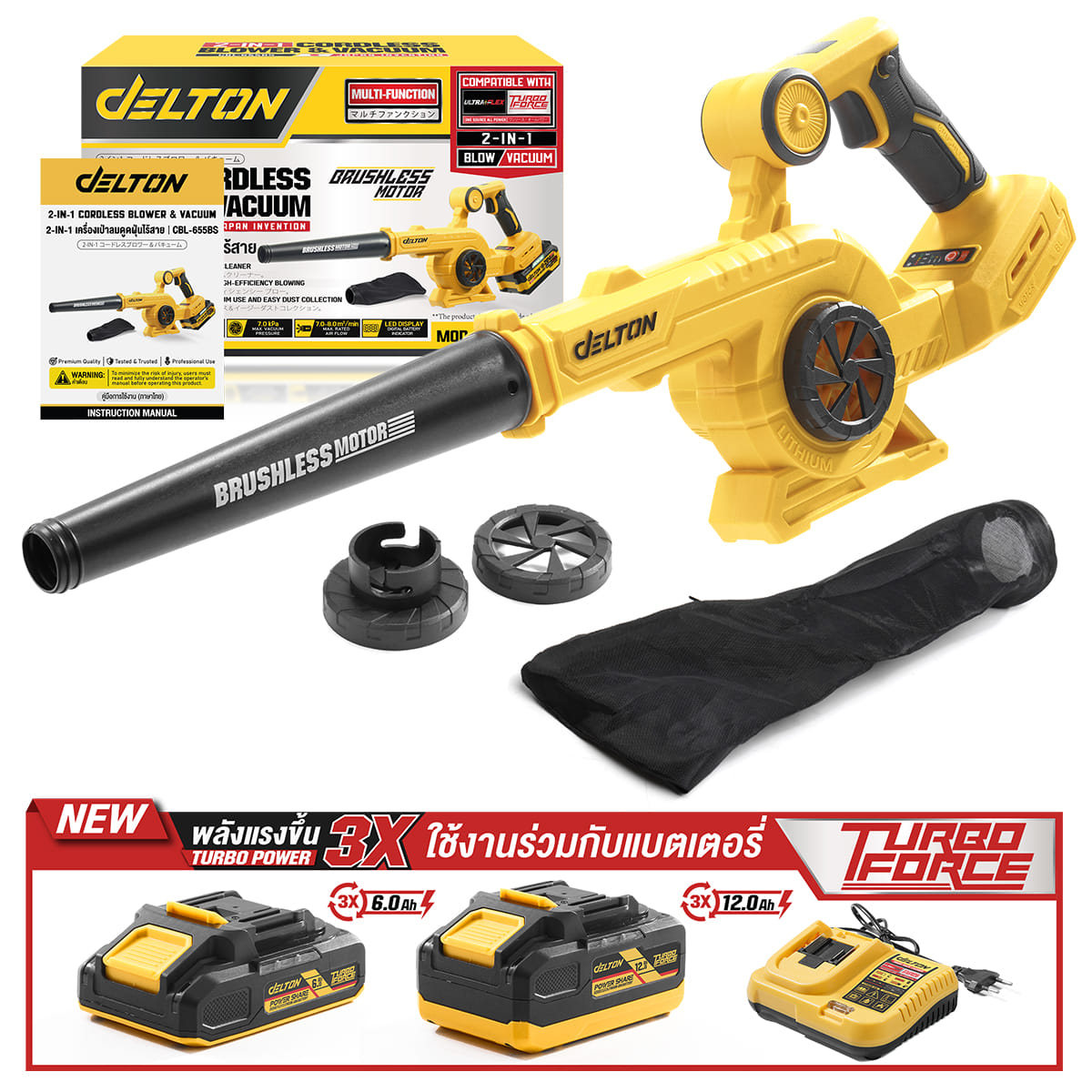 เครื่องเป่าลมไร้สาย (พร้อมแบตเตอรี่) DELTON รุ่น CBL-655BS TURBO FORCE 20V 12AH_7